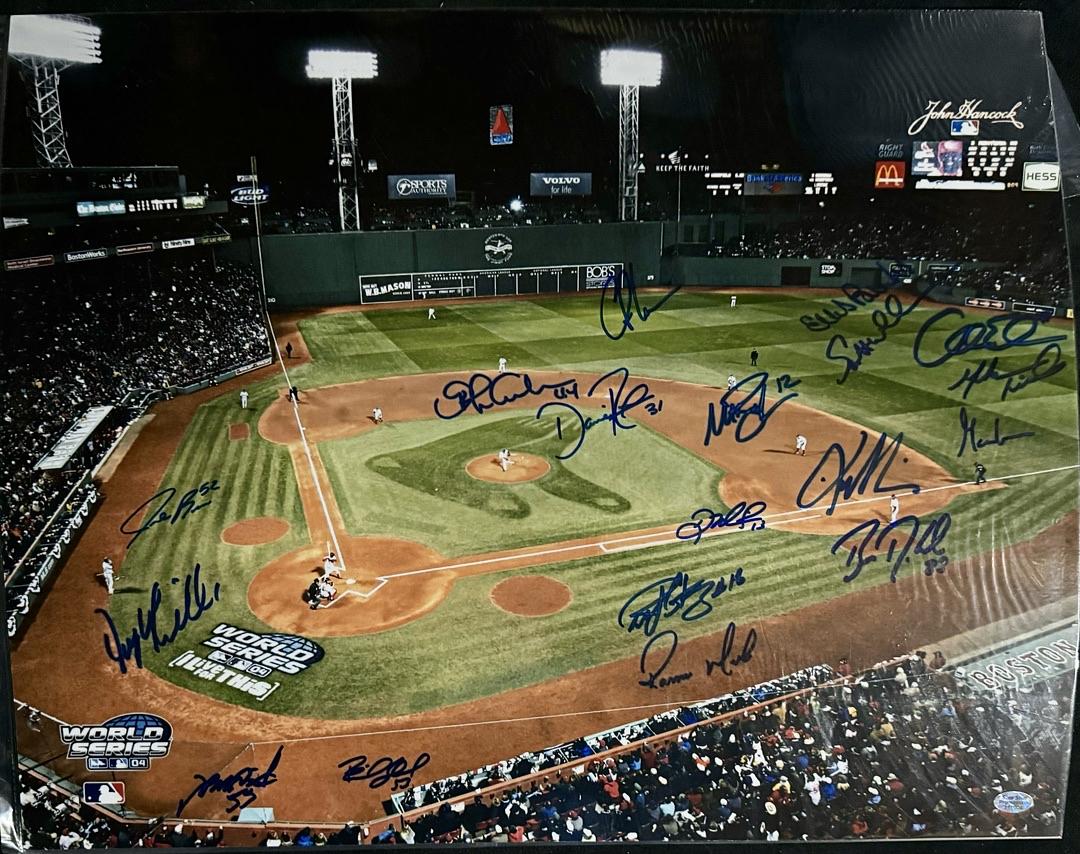 2004 Red Sox 16x20 World Series Signed Photo (Signed by 18 Alumni) - Sure Shot COA